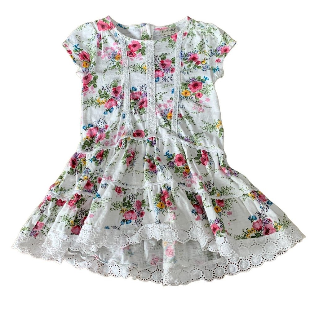 NEXT UK Girls Dress 2-3 2T 3T Toddler Girl Pretty Floral Lace Hi-Lo Flowers - Picture 1 of 6